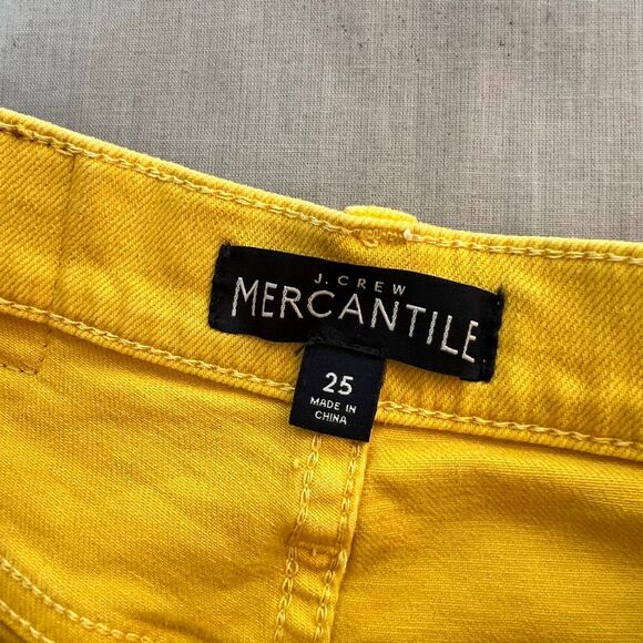 J. Crew Mercantile Mustard Yellow Cotton Mid-Rise Cut Off Denim Shorts Size 25 - Picture 5 of 8